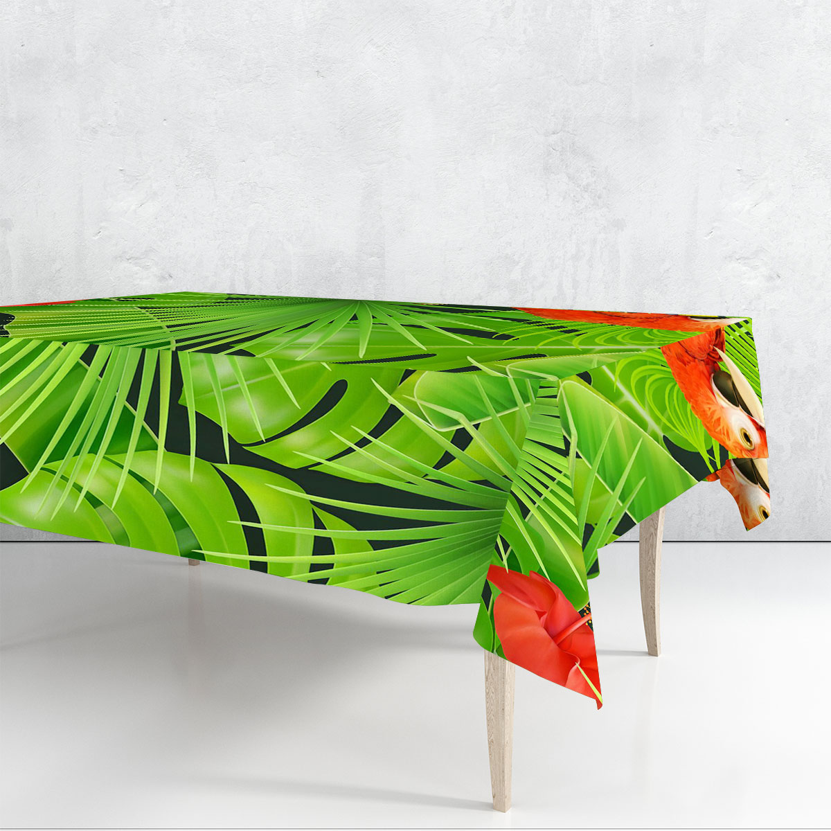 Green Tropical Parrot Rectangle Tablecloth_2_1