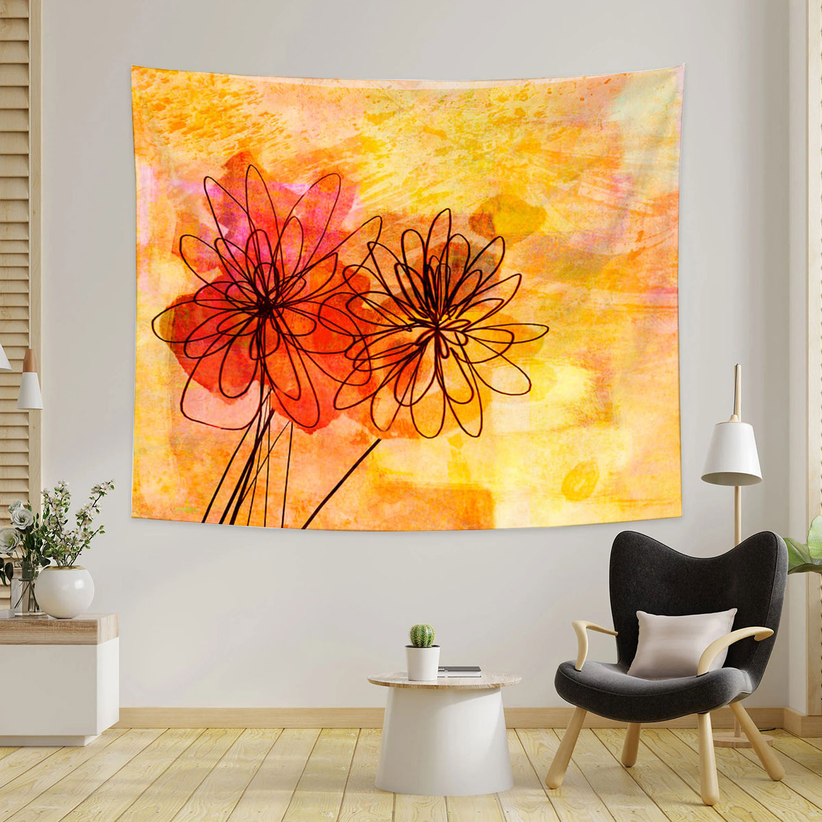 Floral Whimsy Abstract Tapestry_2_1