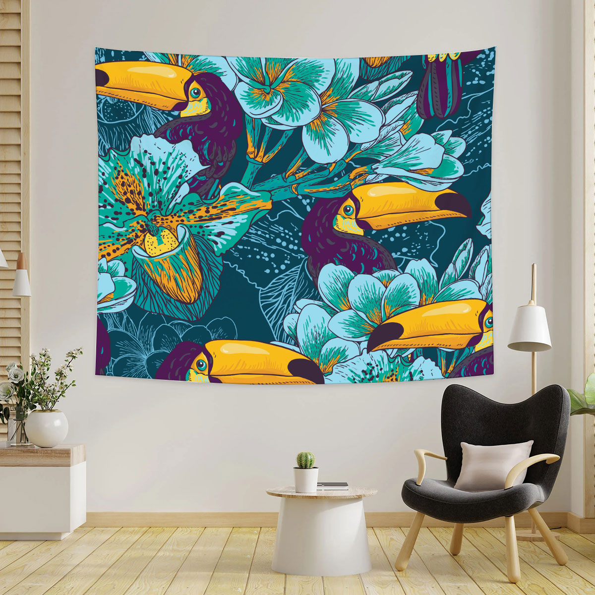 Flowers Parrot Tapestry_2_1