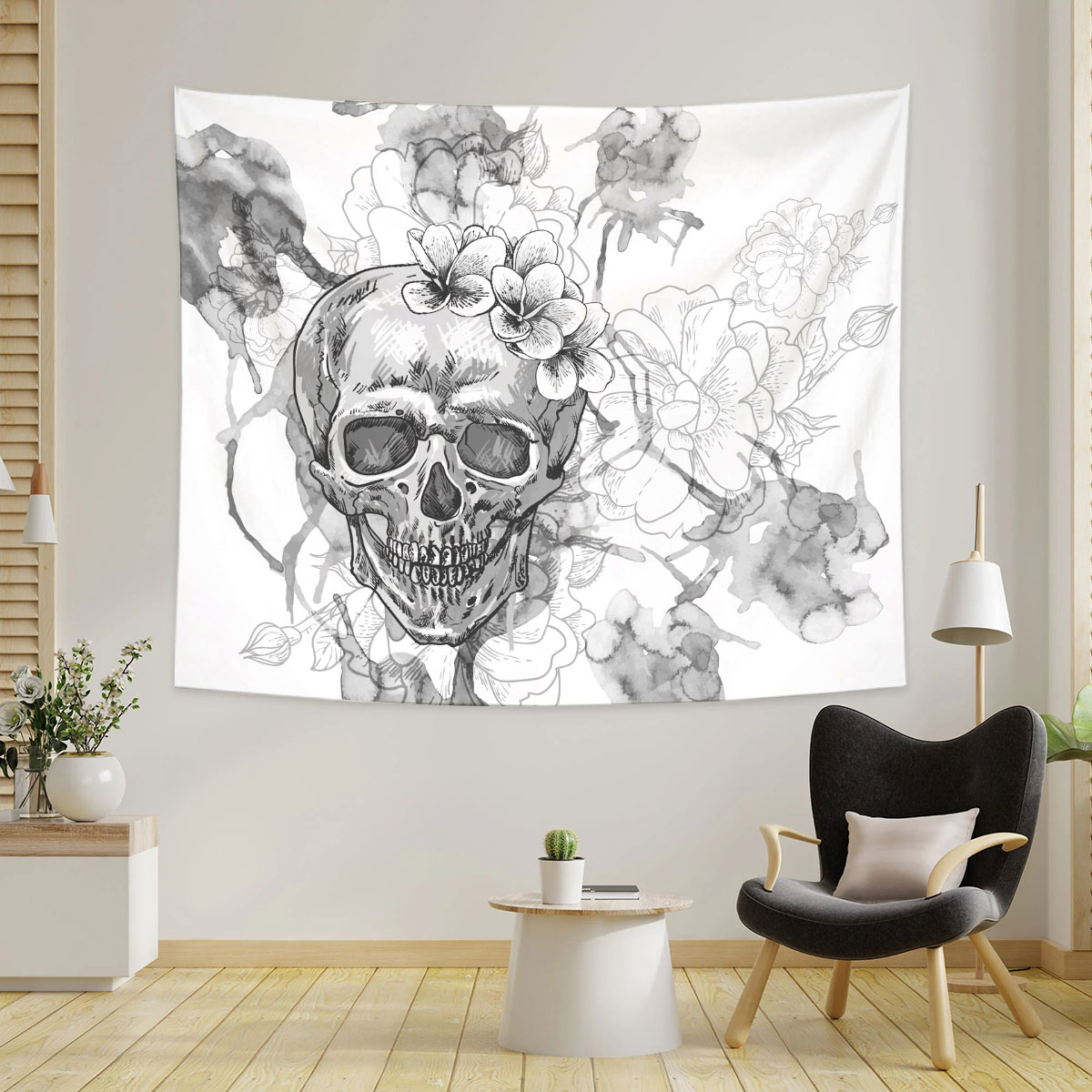 Forever Flower Skull Tapestry_2_1
