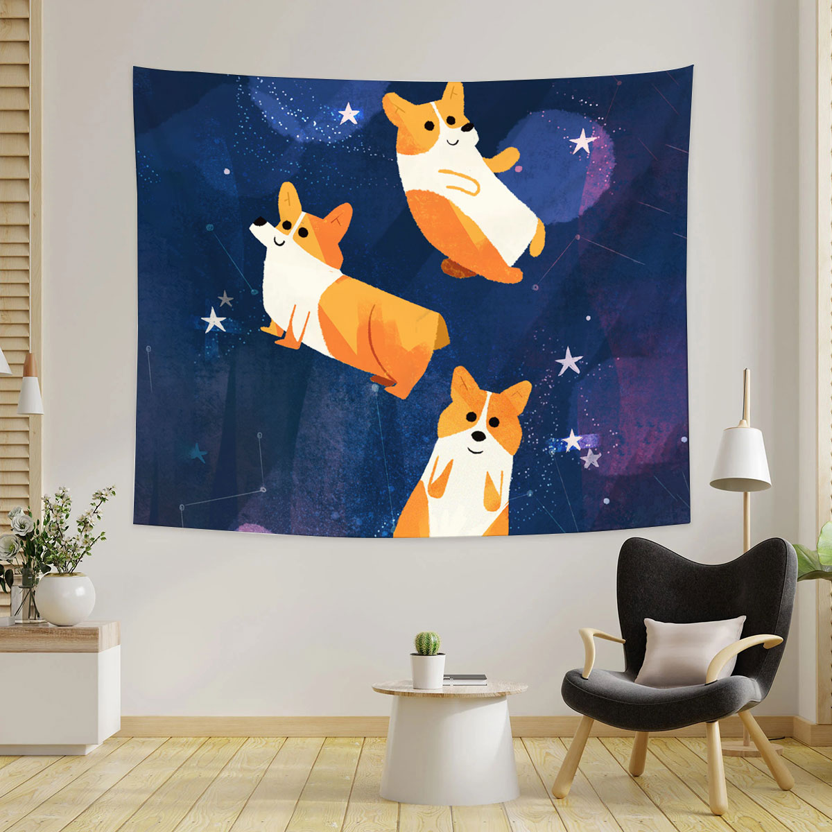 Galaxy Cute Dog Tapestry_2_1