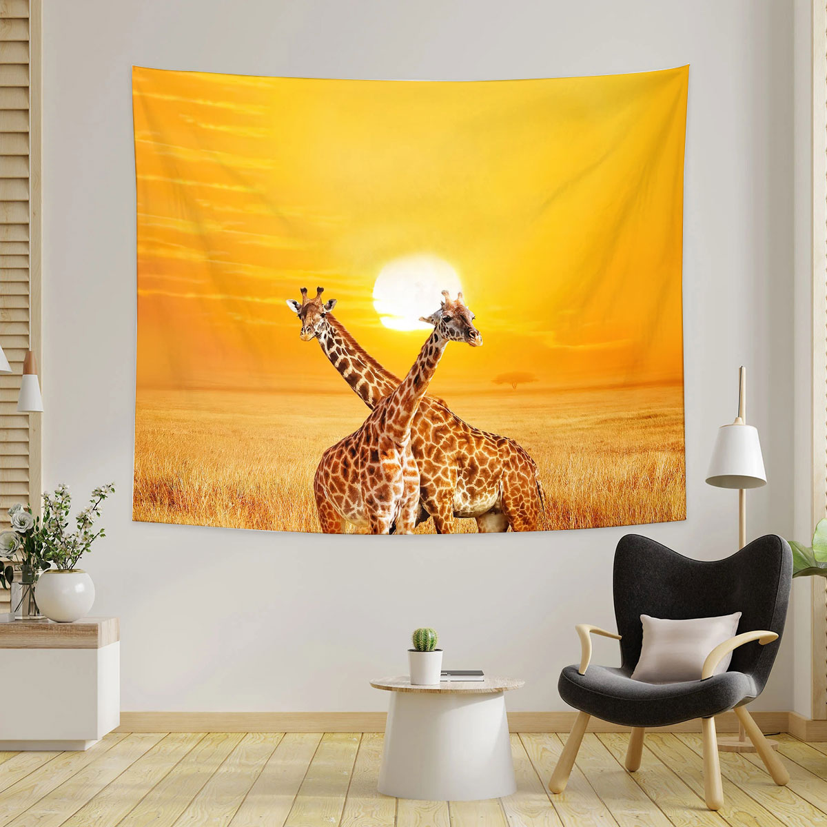 Giraffe Under The Sunset Tapestry_2_1