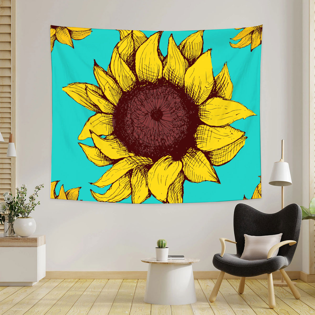 Green Sunflower Tapestry_2_1