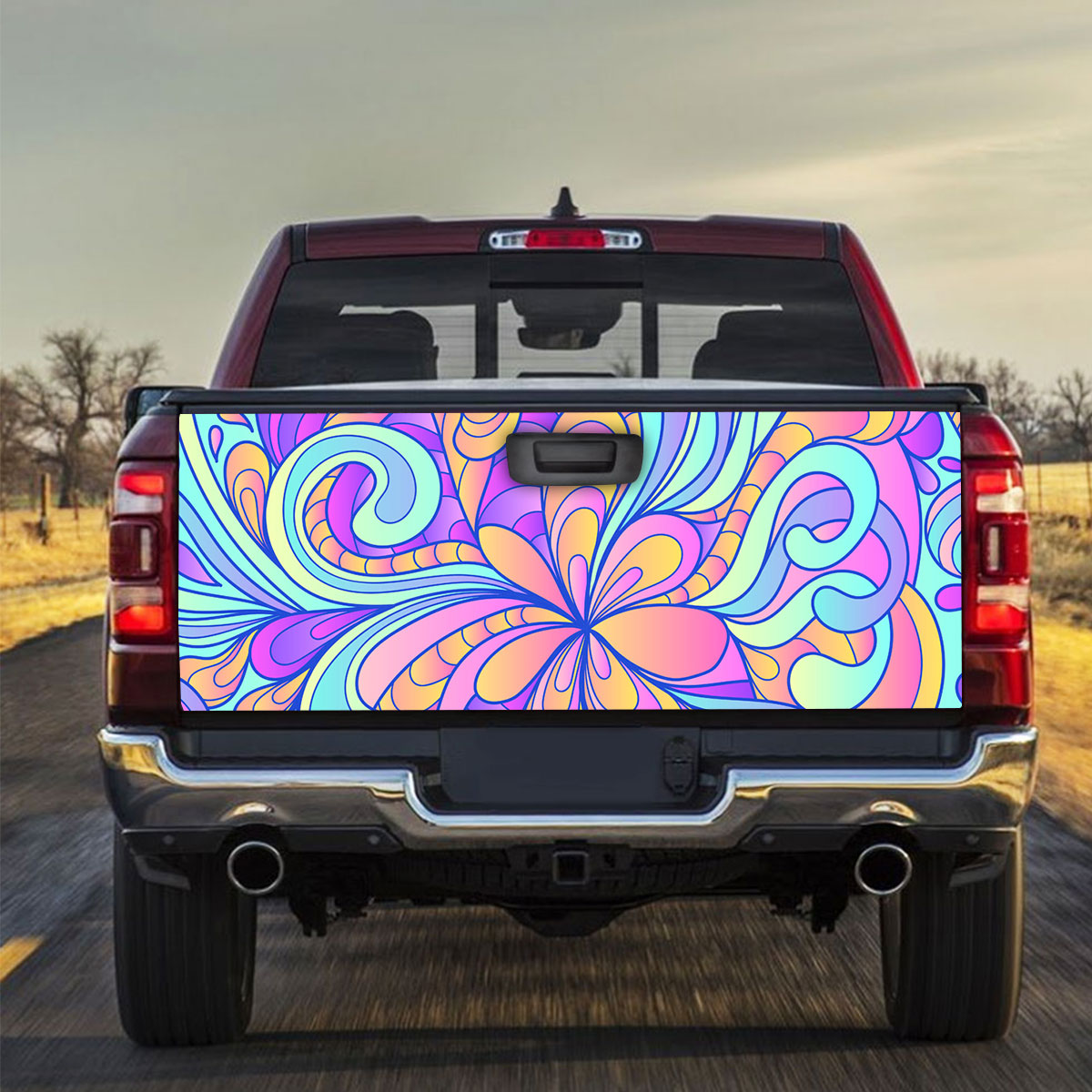 Hippie Psychedelic Flower Truck Bed Decal_2_1