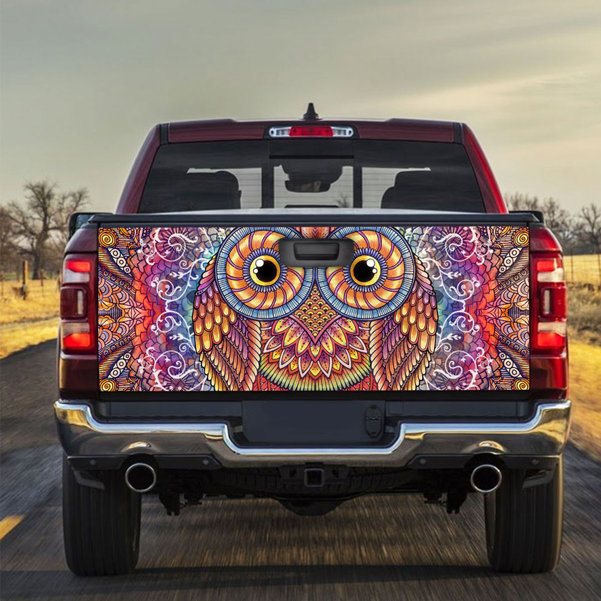 Mandala Owl Truck Bed Decal_2_1