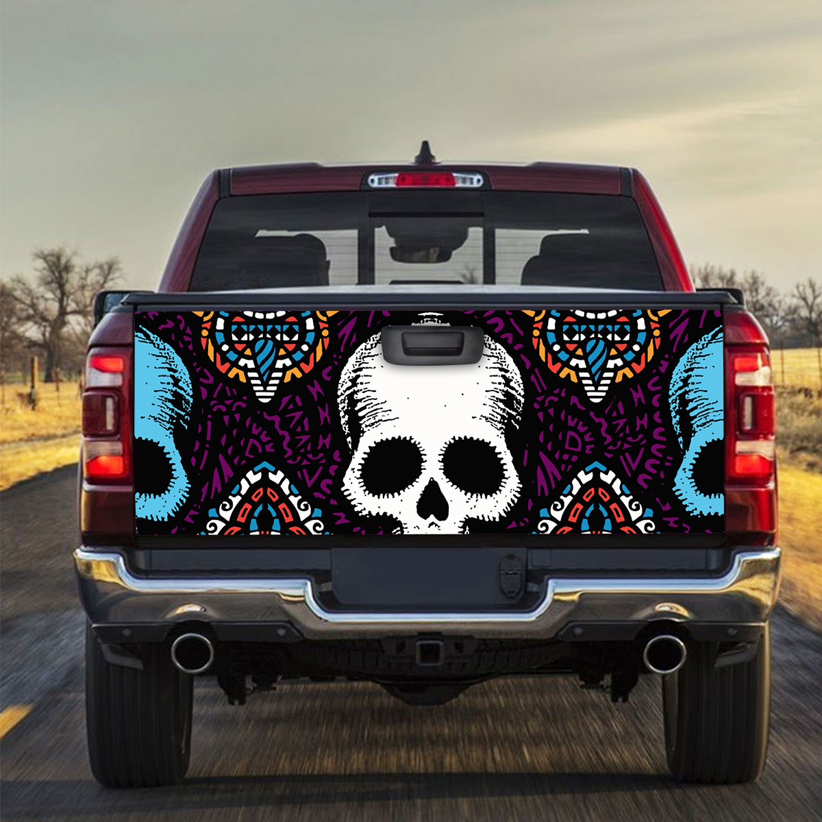 Purple Blue Skull Truck Bed Decal_2_1