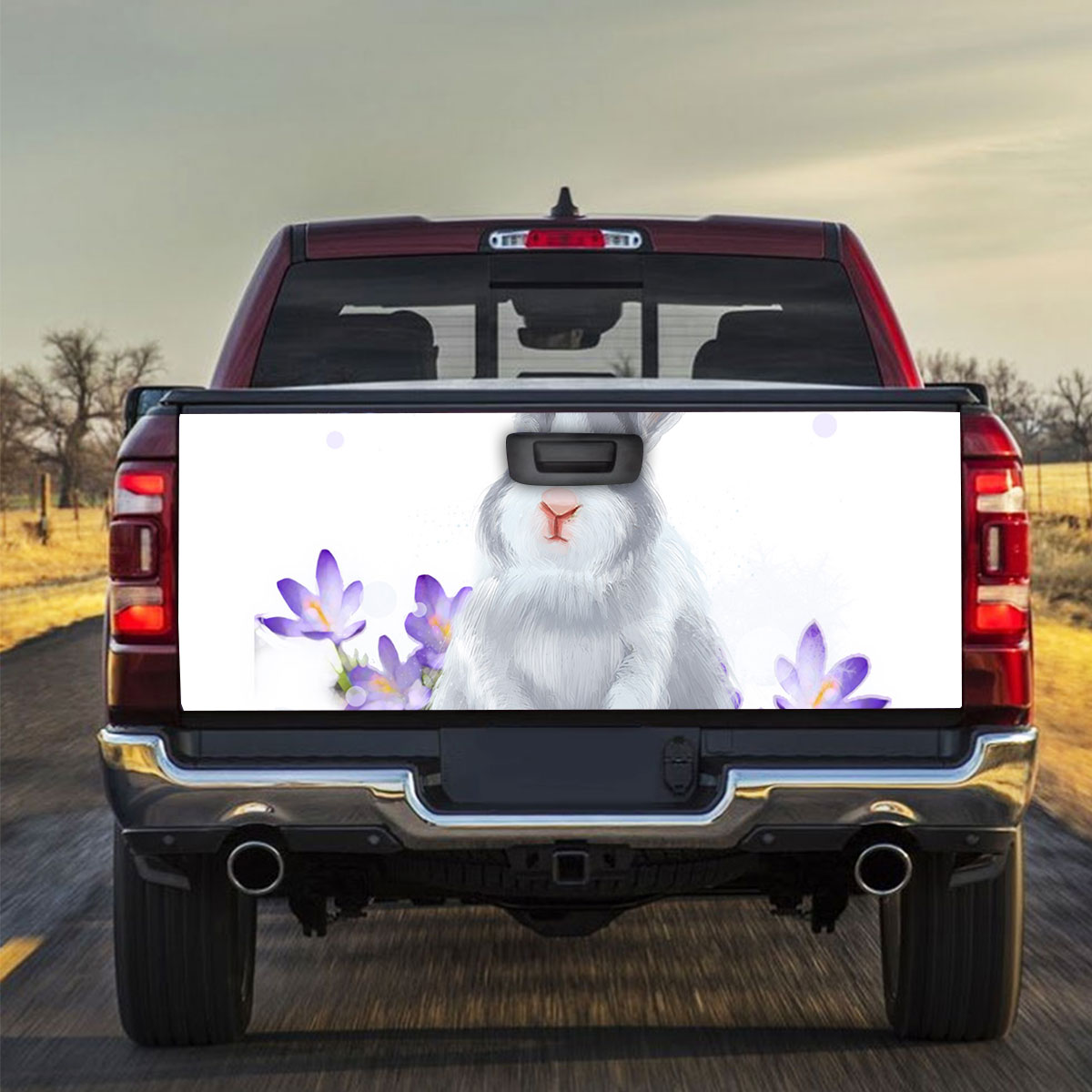 Purple Flower Rabbit Truck Bed Decal_2_1