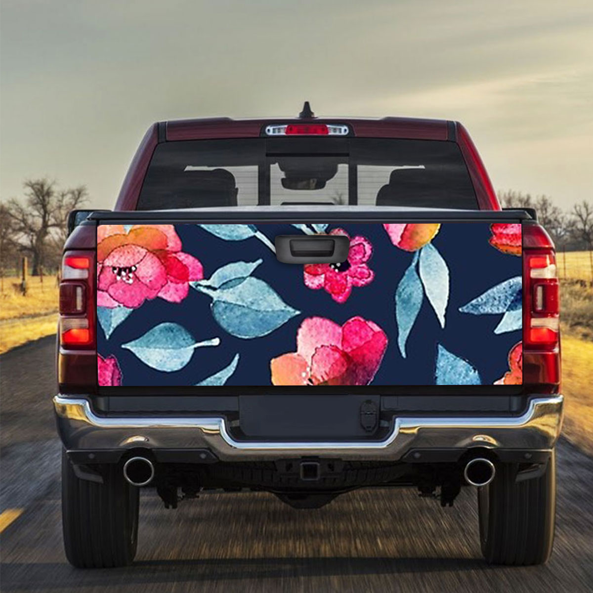 Red Rose Pink Orchid Truck Bed Decal_2_1
