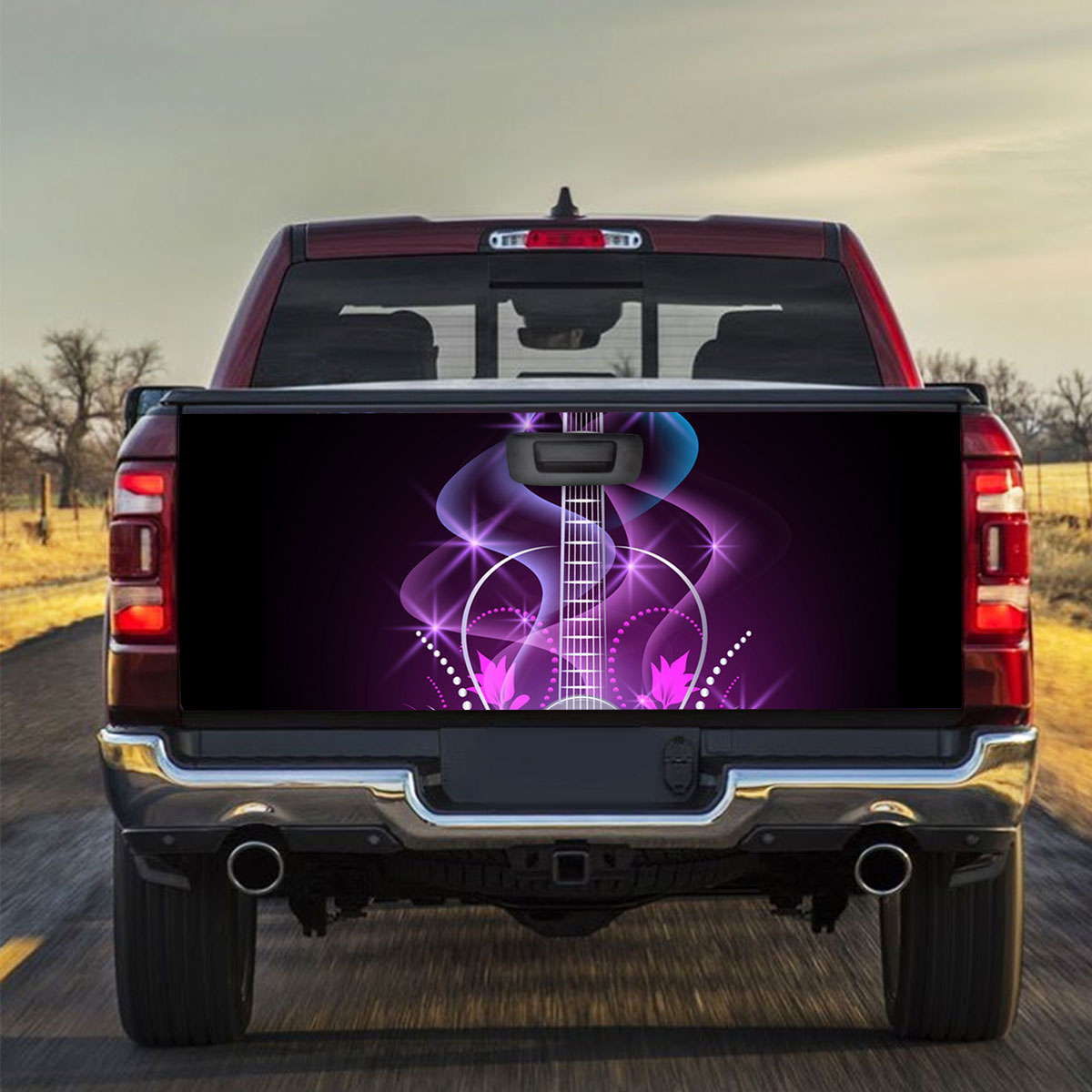 Treble Clefs Guitar Truck Bed Decal_2_1