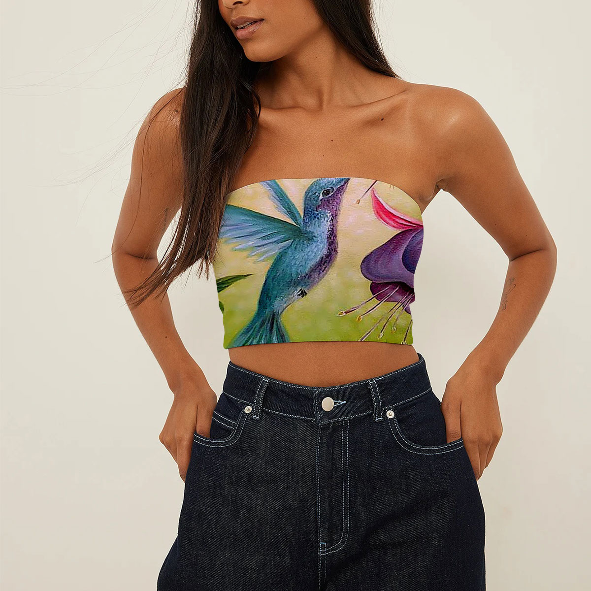 Humming Bird And Flower Tube Top_2_1