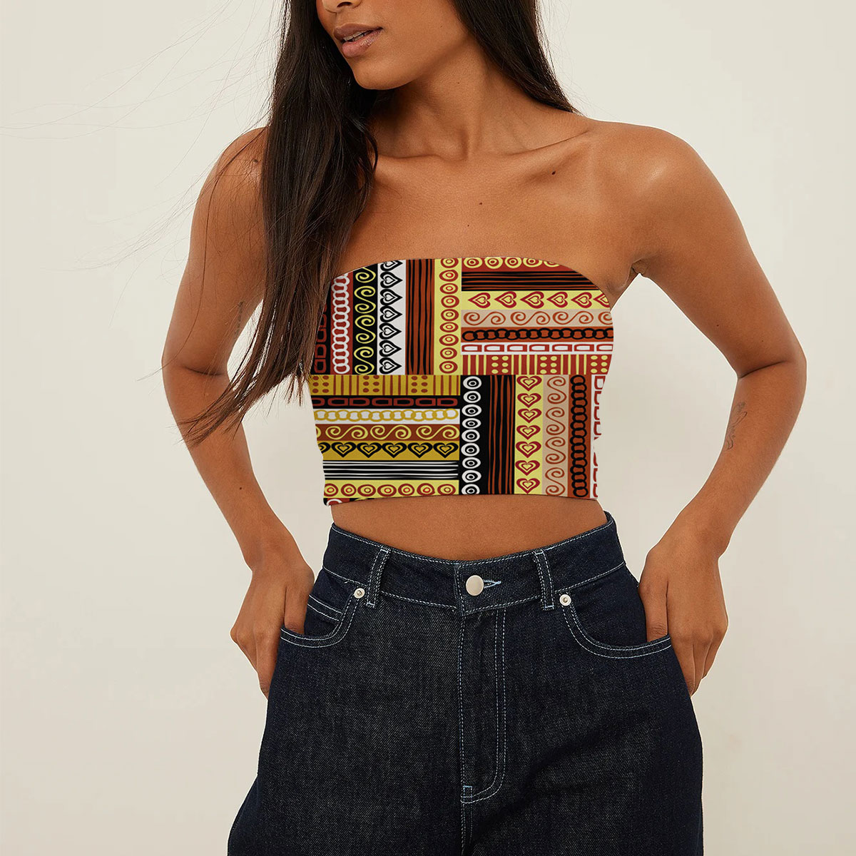 Traditional African Oriental Motifs Tube Top_2_1