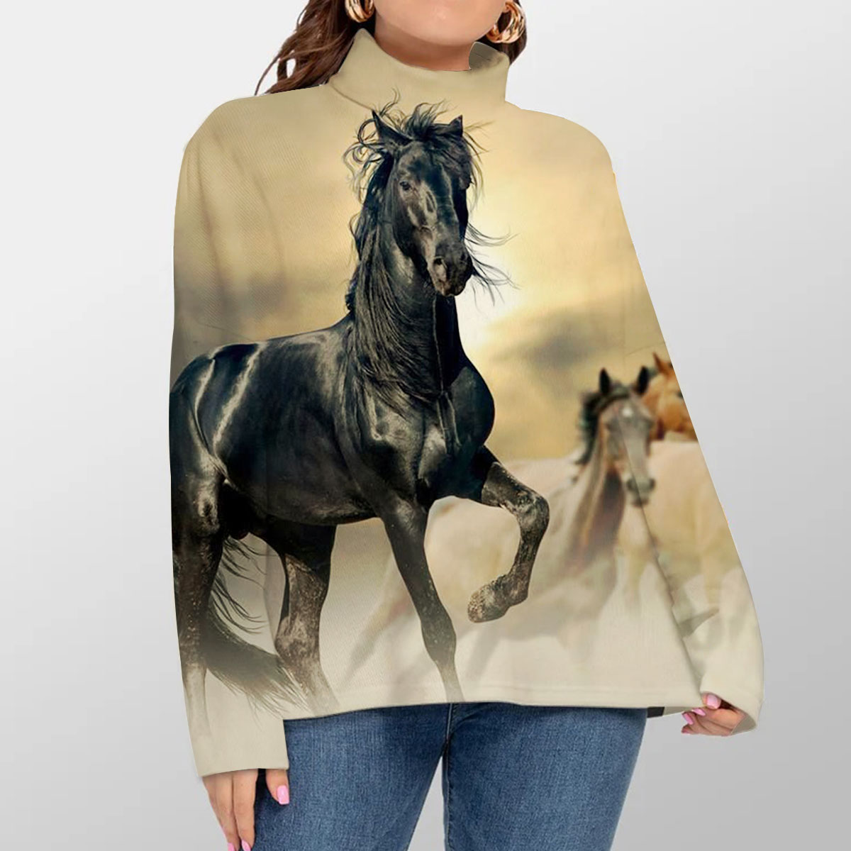 Horse In The Wild Turtleneck Sweater_2_1