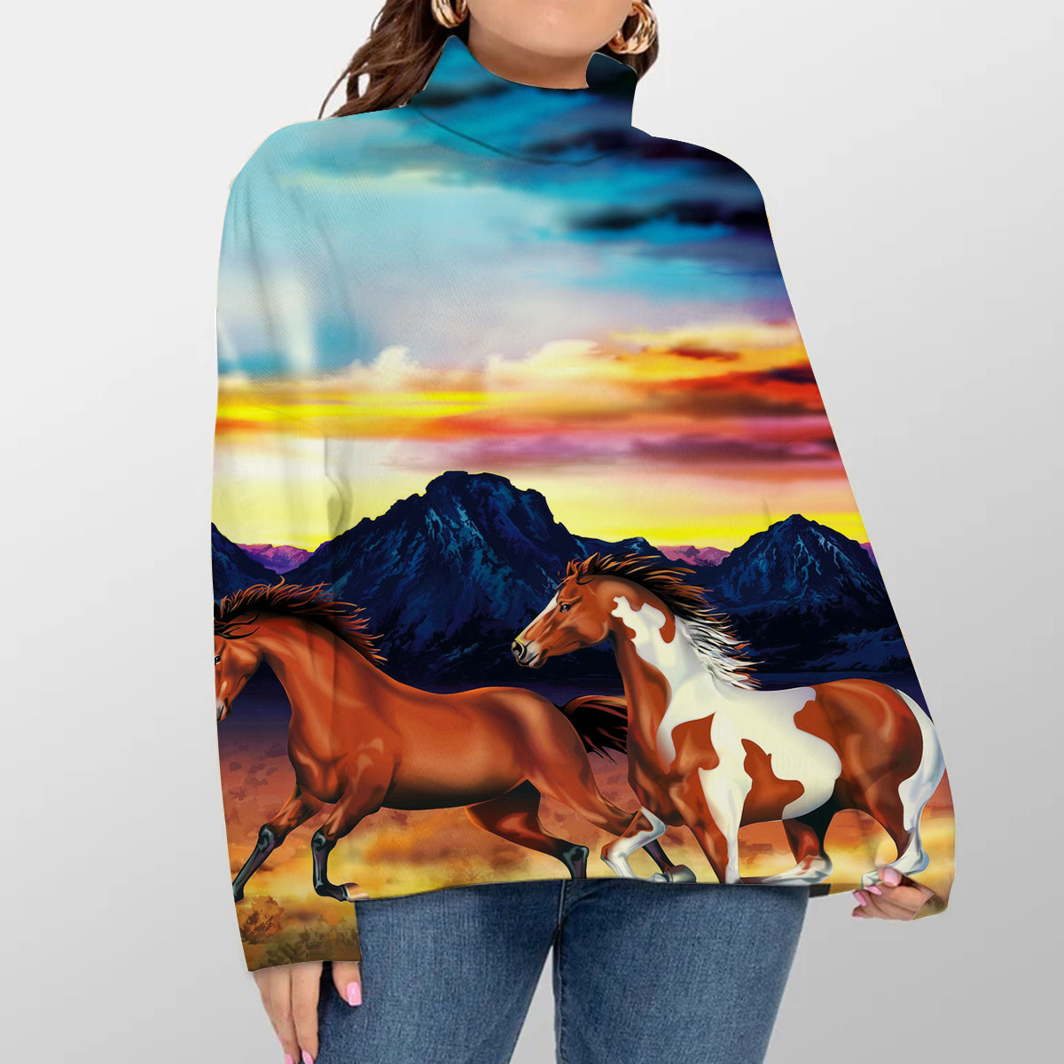 Horse Pattern Turtleneck Sweater_2_1