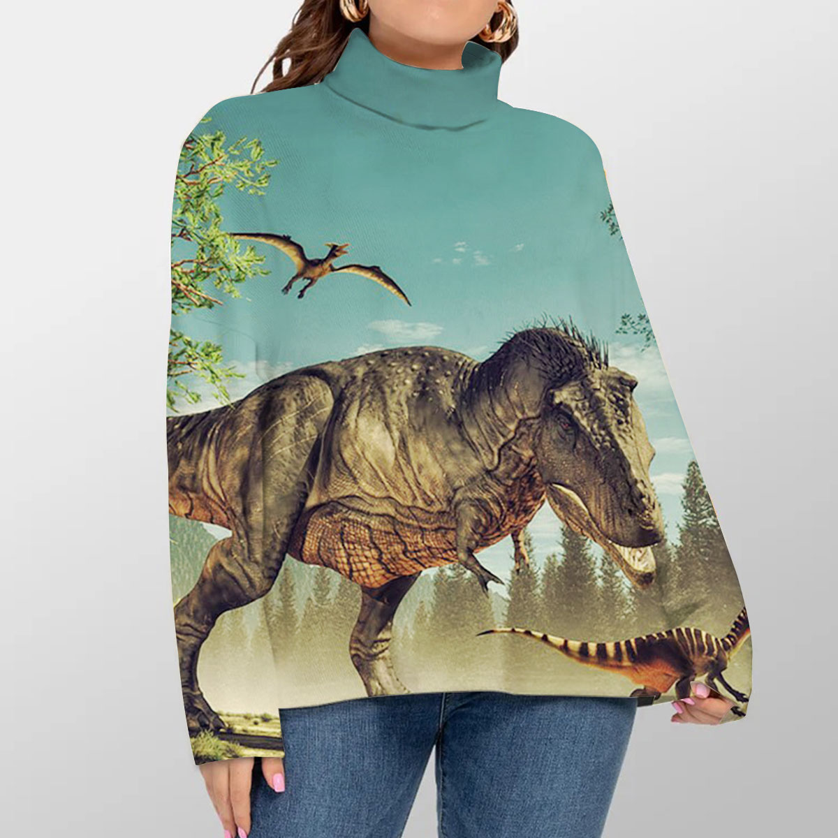 Hunting Dinosaur Turtleneck Sweater_2_1