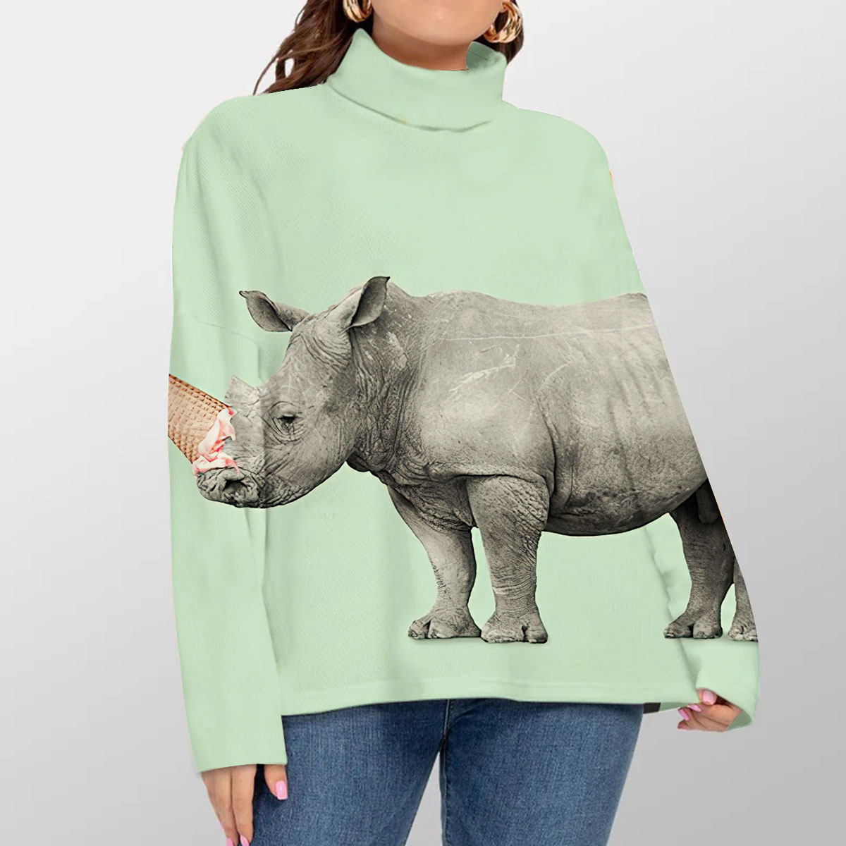Ice Cream Rhino Turtleneck Sweater_2_1
