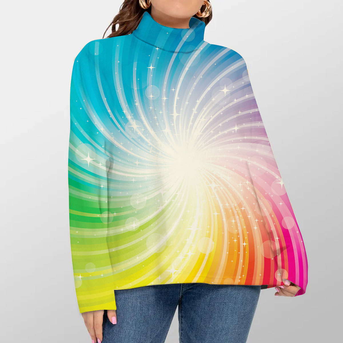 Love Heart Rainbow Turtleneck Sweater_2_1