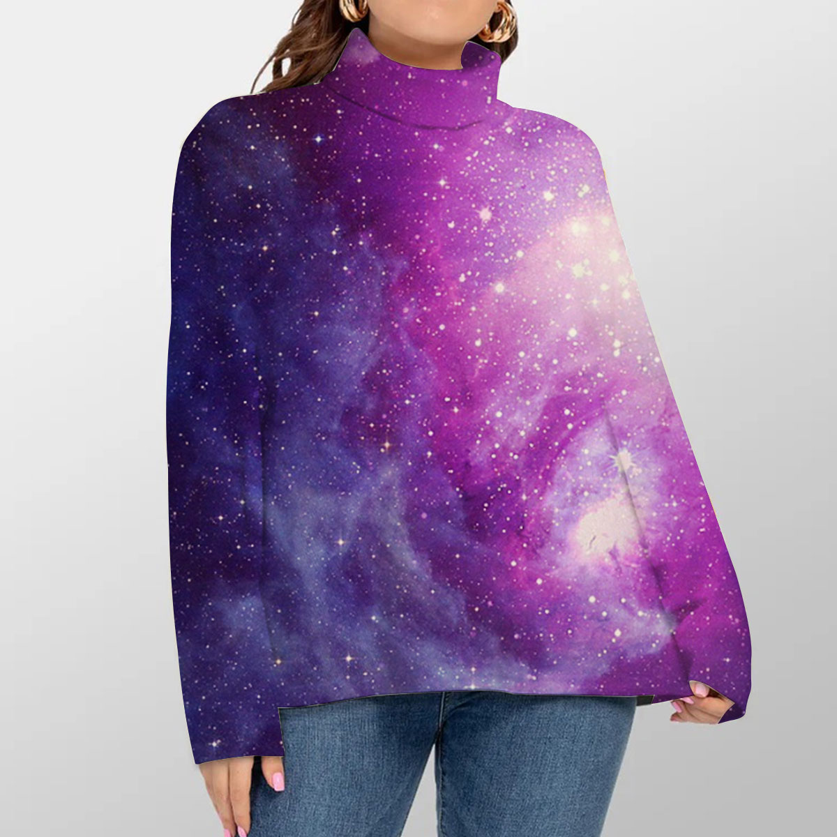 Magic Purple Galaxy Turtleneck Sweater_2_1