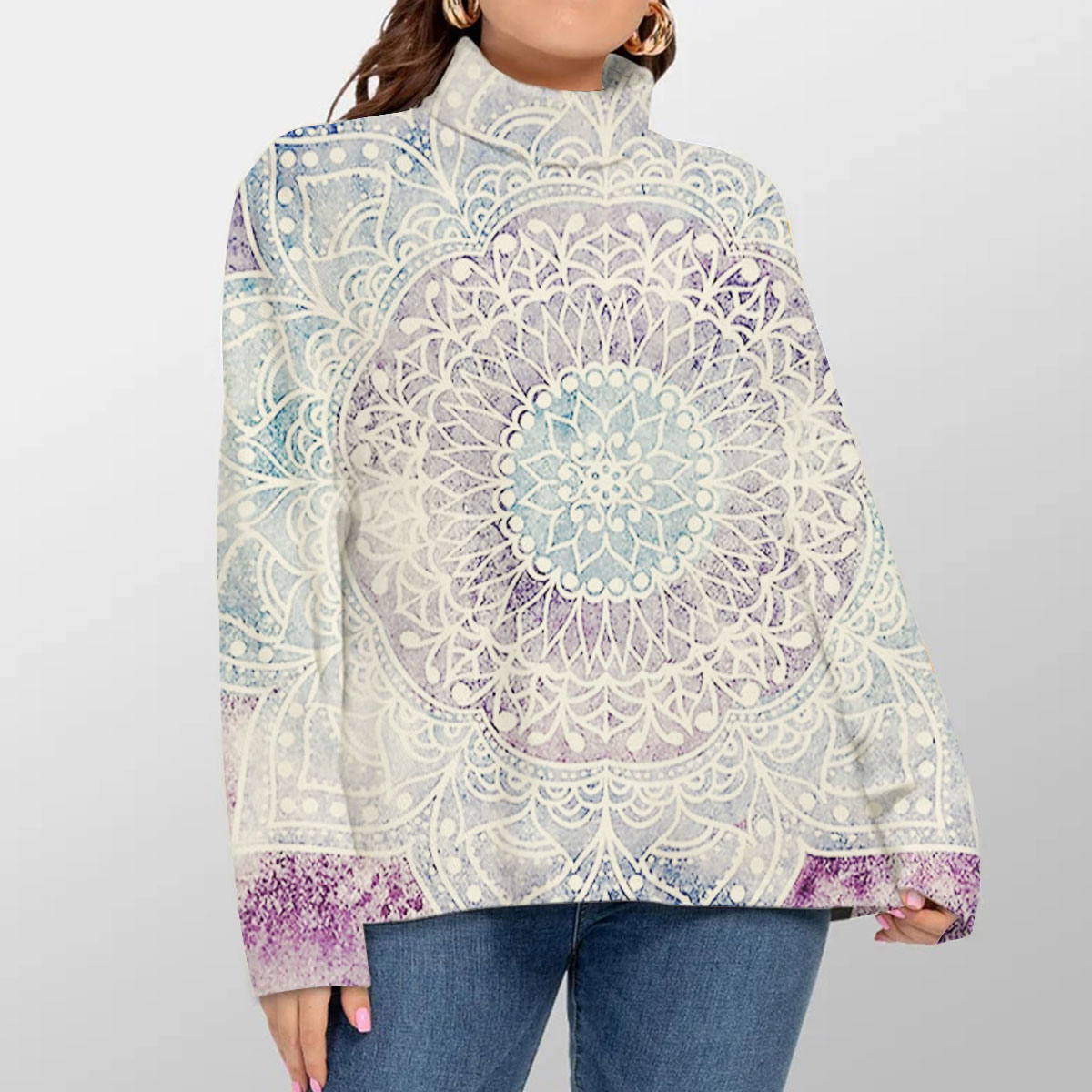 Mandala Lavender Turtleneck Sweater_2_1