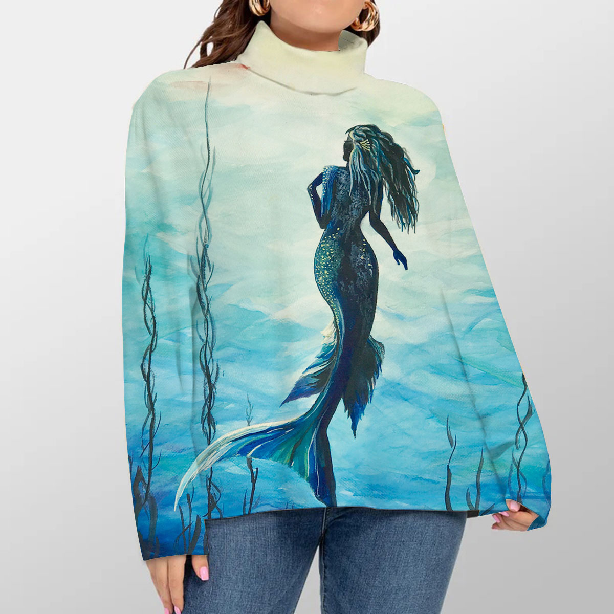 Mermaid Under The Sea Turtleneck Sweater_2_1