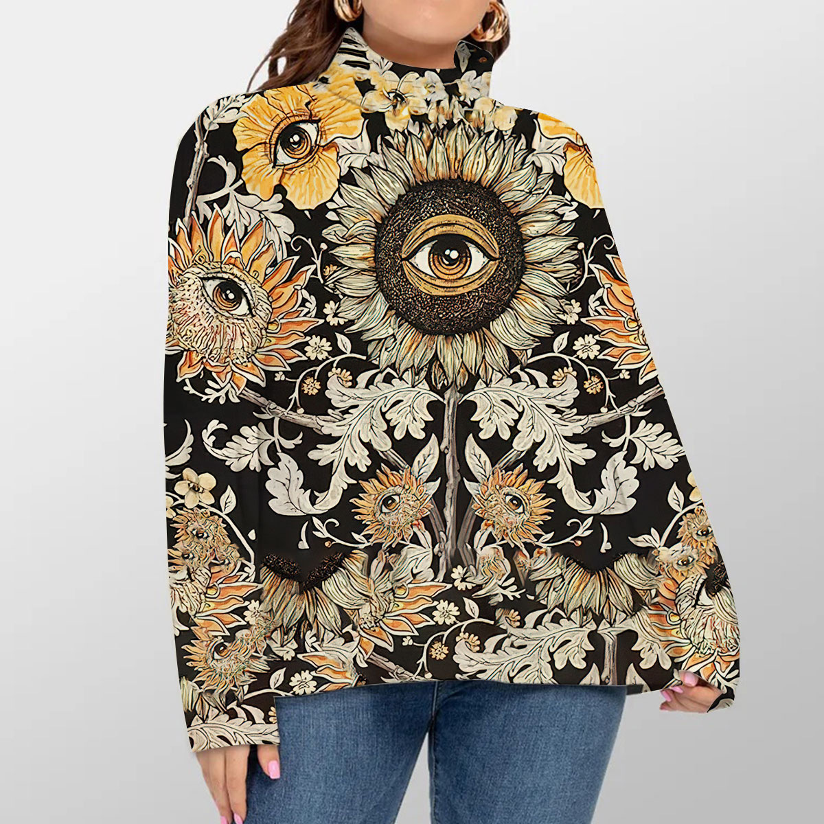 Psychedelic Sunflower Turtleneck Sweater_2_1