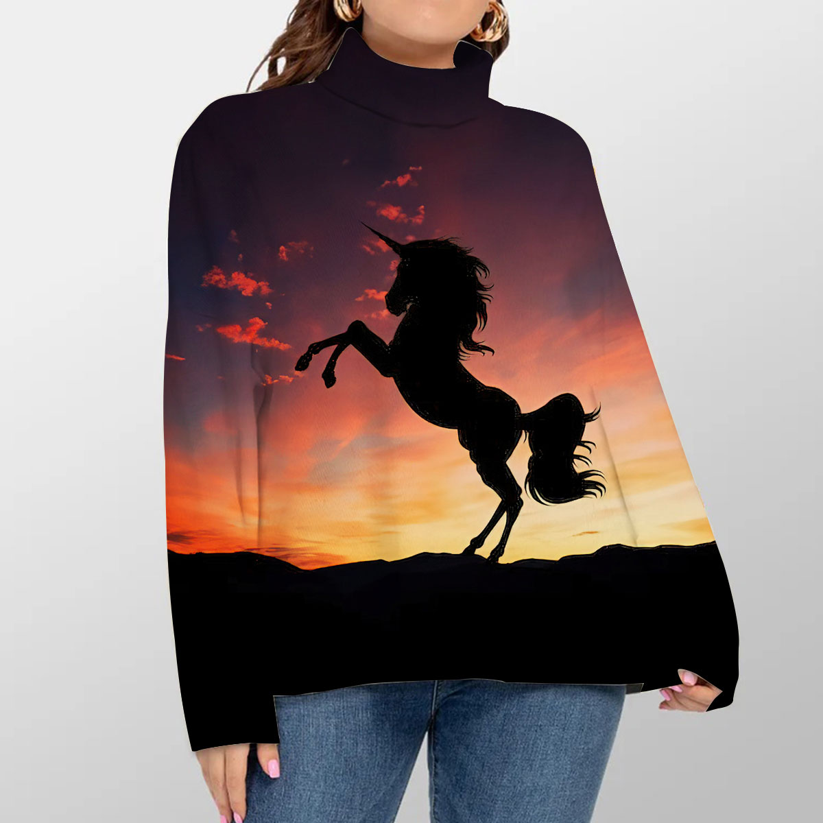 Sunset Unicorn Turtleneck Sweater_2_1