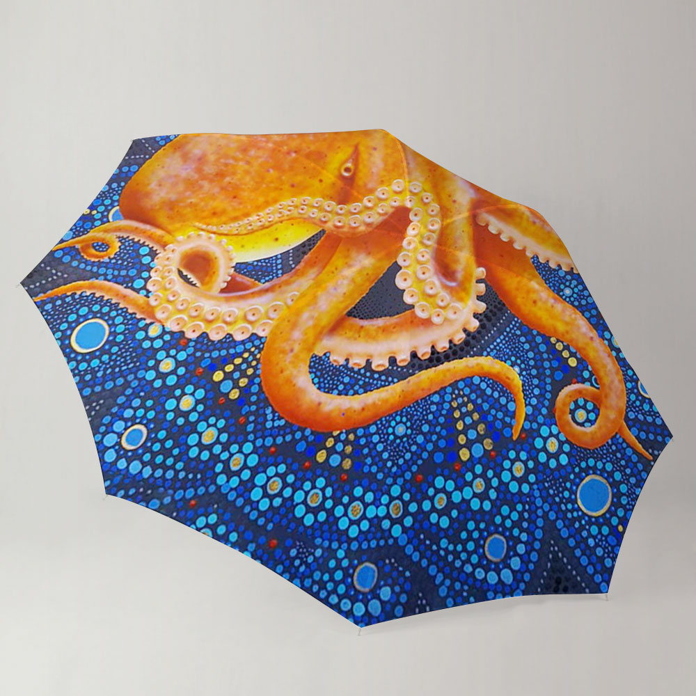 Mandala Orange Octopus Umbrella_2_1