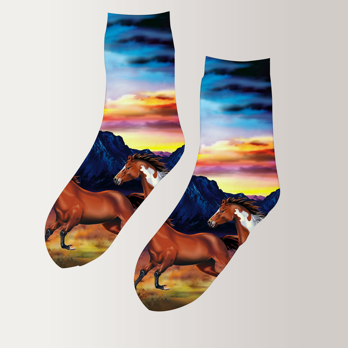 Horse Pattern 3D Socks_2_1