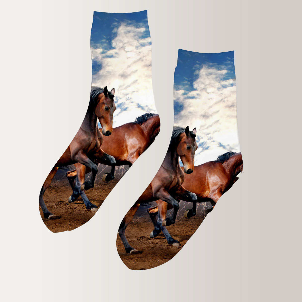 Horse Running On The Mountain 3D Socks_2_1