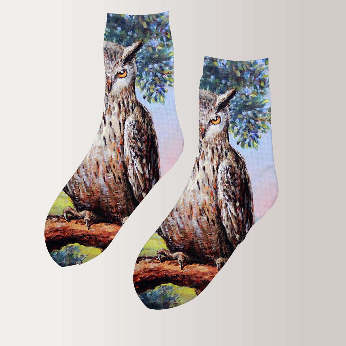 Landscape With Owl 3D Socks_2_1