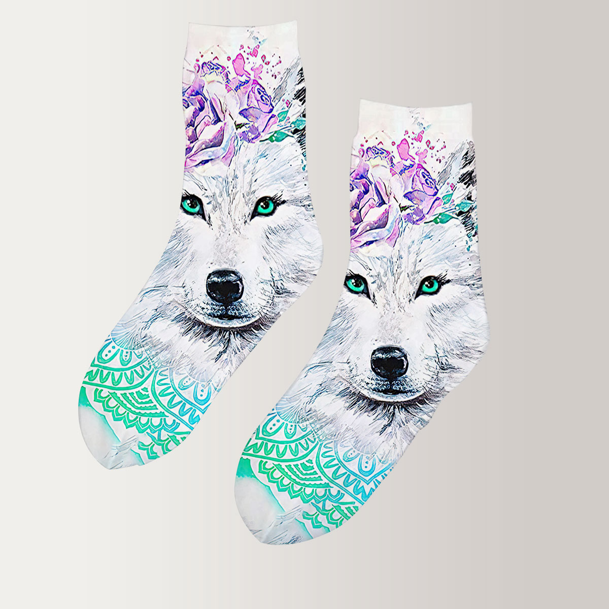 Lotus Tie Dye Wolf 3D Socks_2_1
