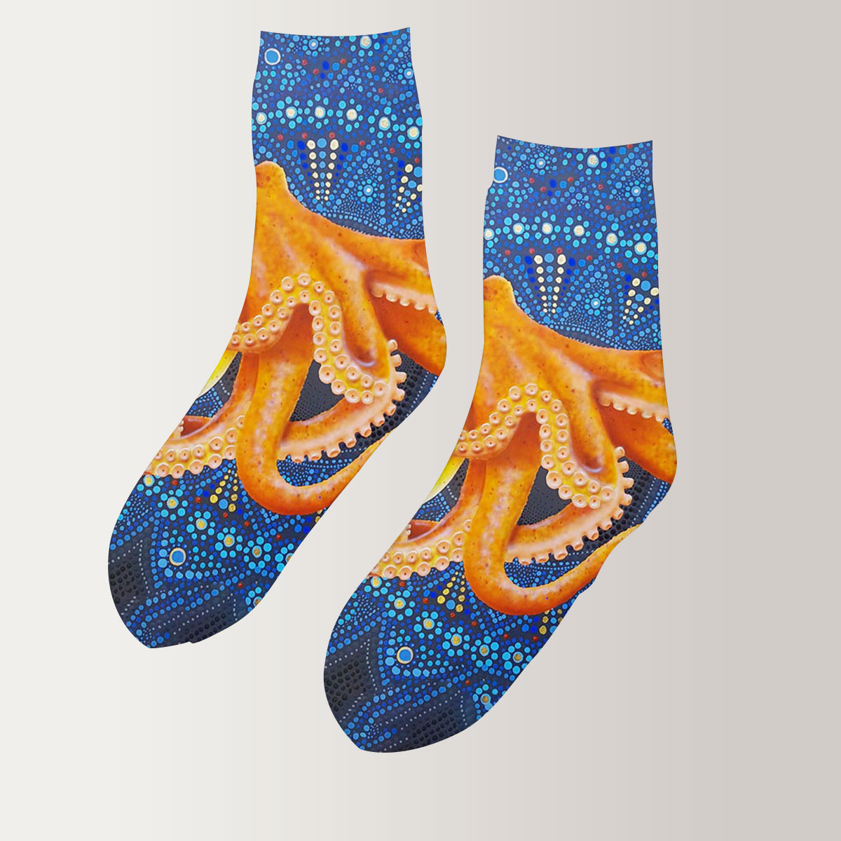 Mandala Orange Octopus 3D Socks_2_1