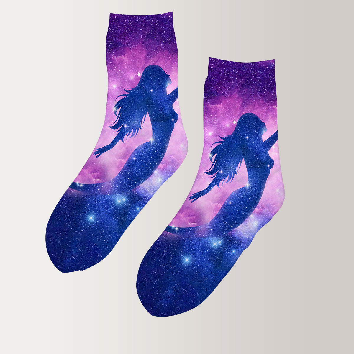 Mermaid In Galaxy Space 3D Socks_2_1