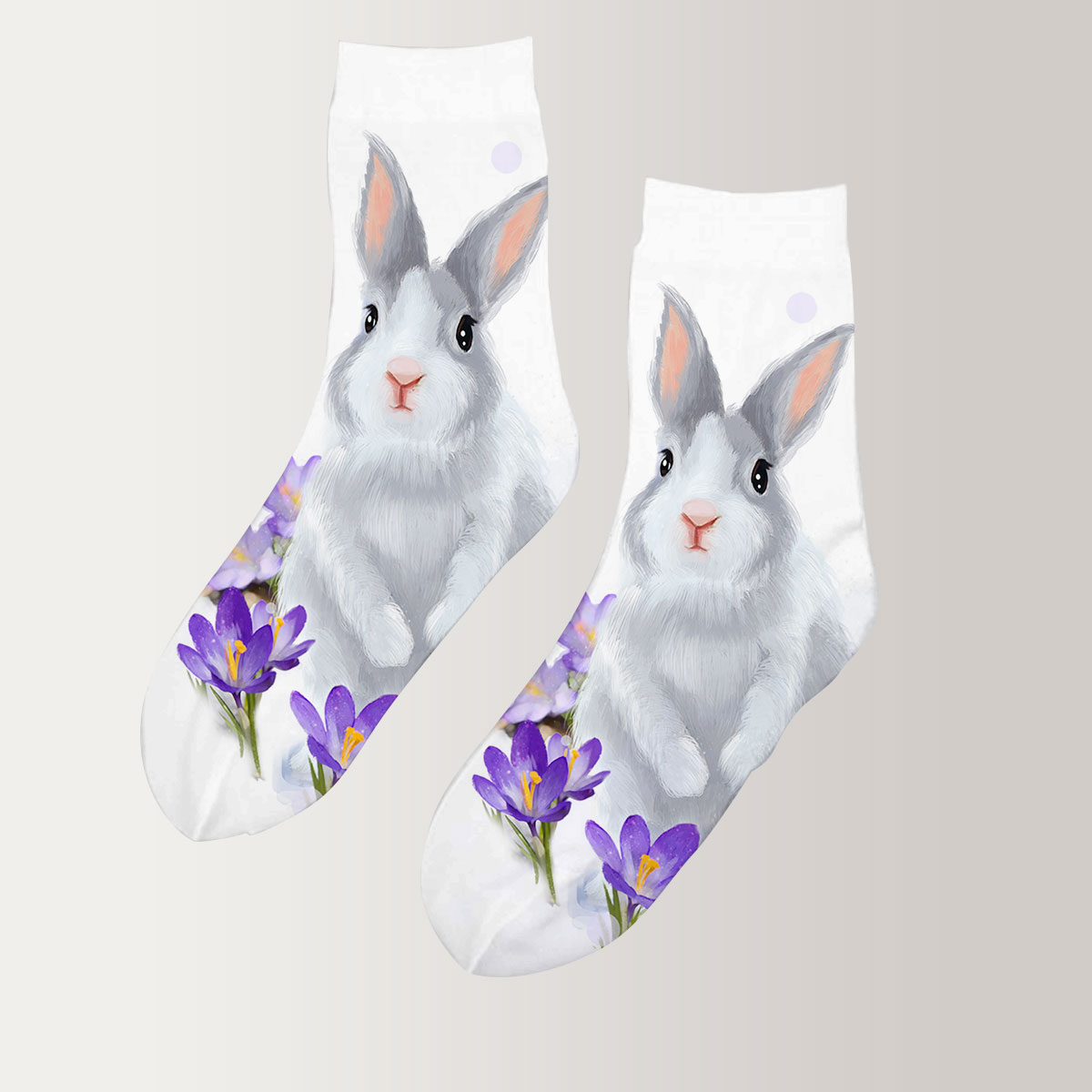 Purple Flower Rabbit 3D Socks_2_1