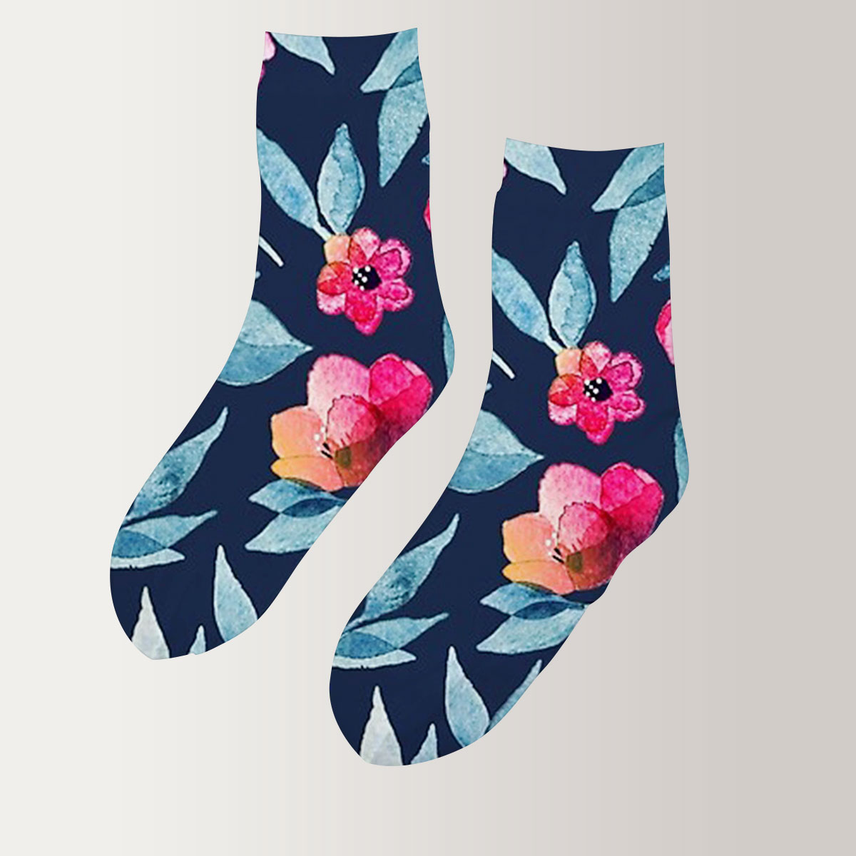 Red Rose Pink Orchid 3D Socks_2_1