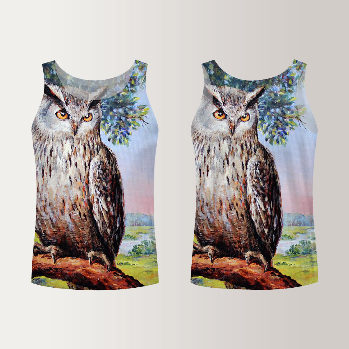 Landscape With Owl Unisex Tank Top_2_1