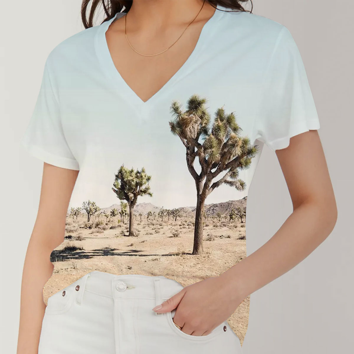 Joshua Tree Desert V-Neck Women's T-Shirt_2_1