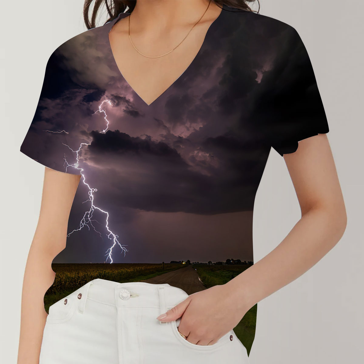 Lightning V-Neck Women's T-Shirt_2_1