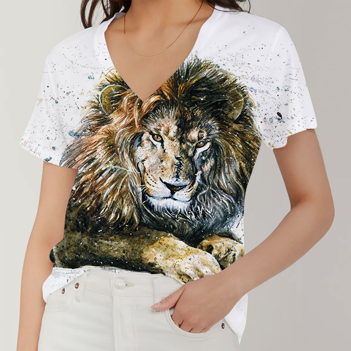 Lion V-Neck Women's T-Shirt_2_1