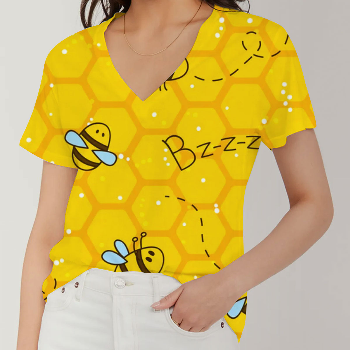 Lovely Bee V-Neck Women's T-Shirt_2_1