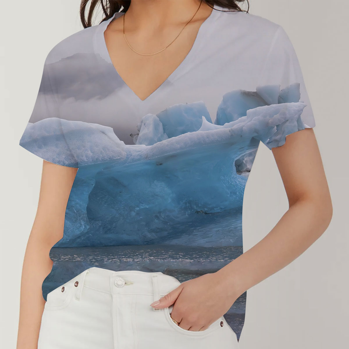 Margerie Glacier V-Neck Women's T-Shirt_2_1
