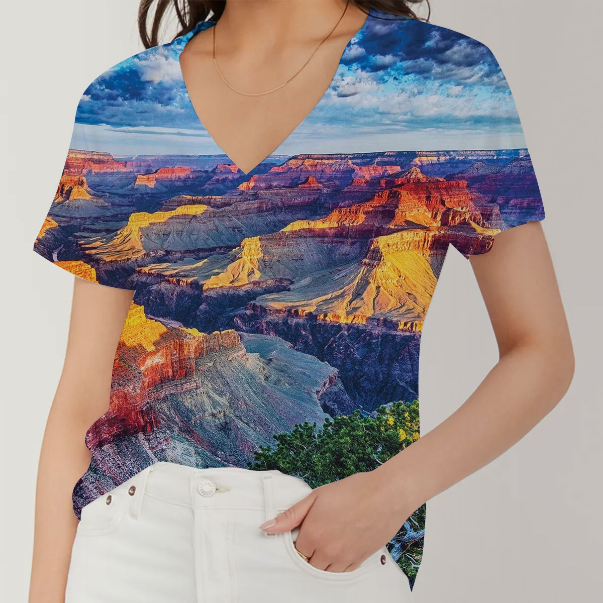 Sunset Canyon V-Neck Women's T-Shirt_2_1
