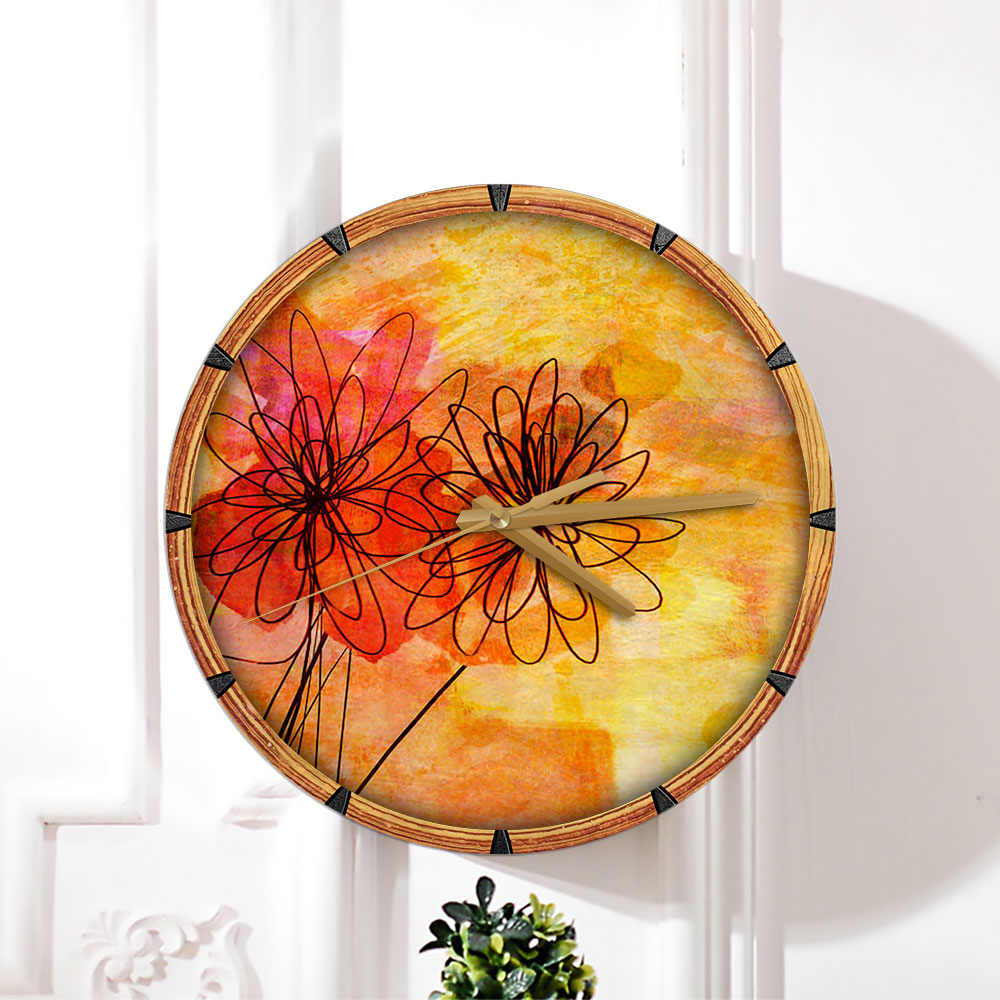Floral Whimsy Abstract Wall Clock_2_1