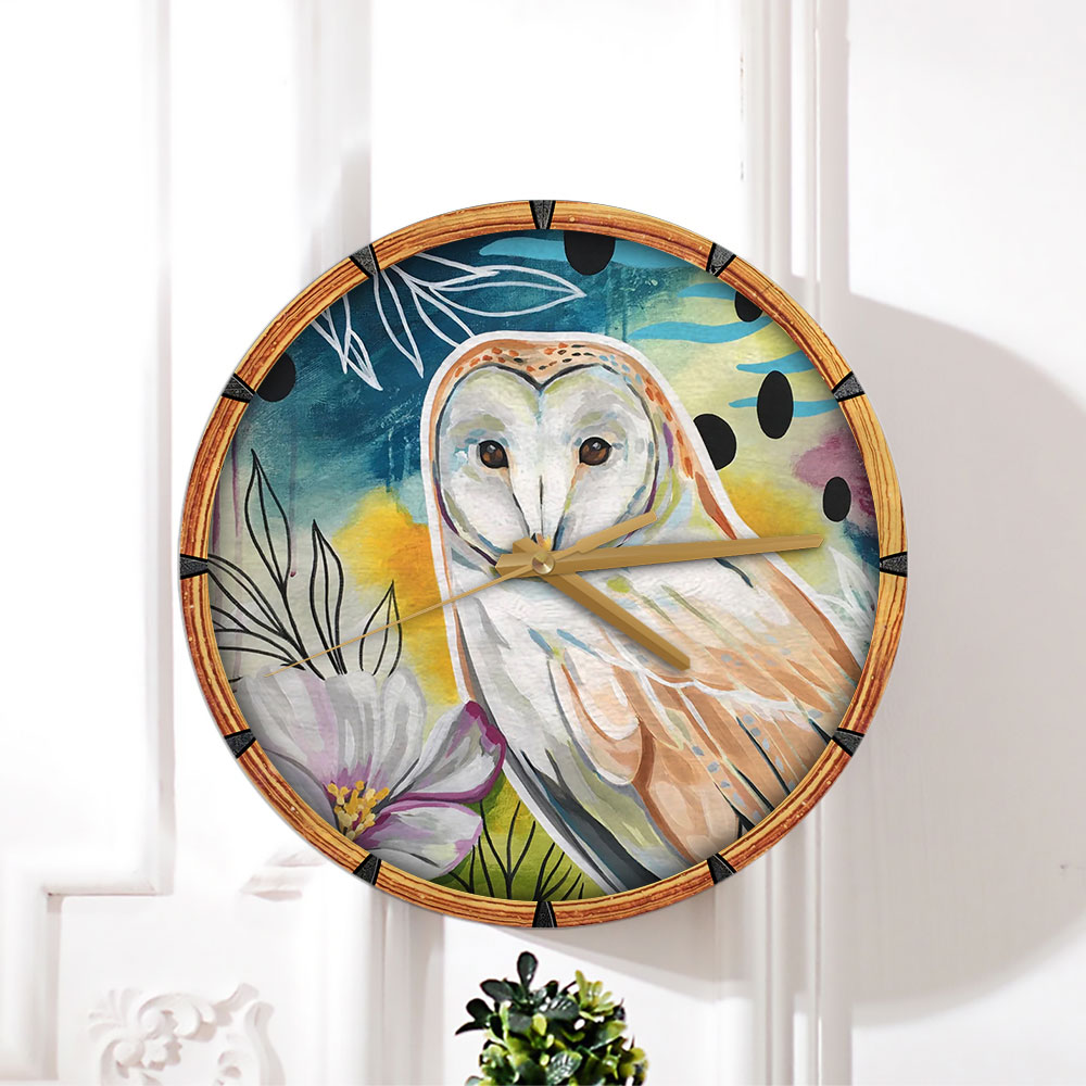 Flower Owl Wall Clock_2_1