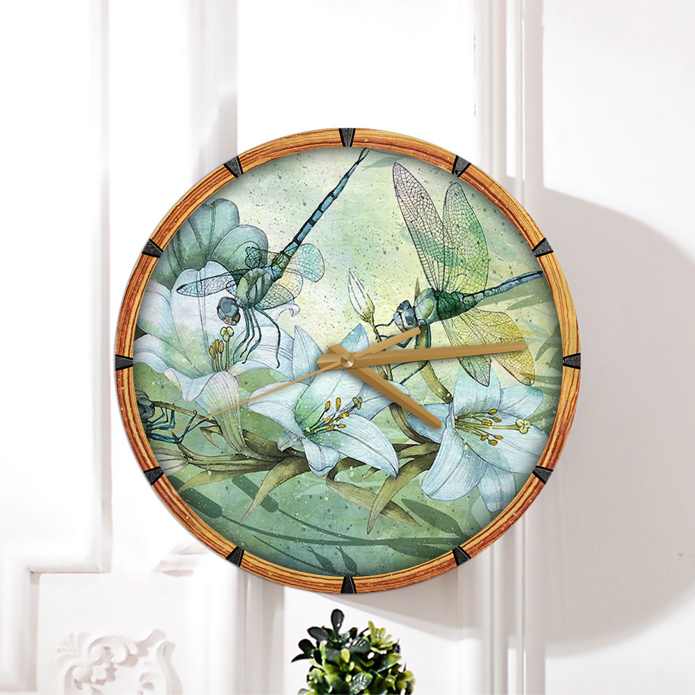 Flower With Dragonfly Wall Clock_2_1