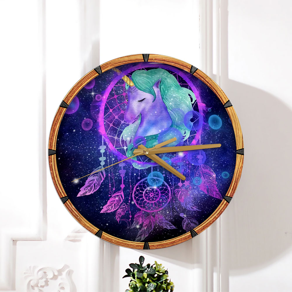Galaxy Unicorn With Dream Catcher Wall Clock_2_1