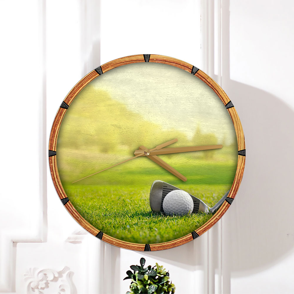Golf Tools On Grass Wall Clock_2_1