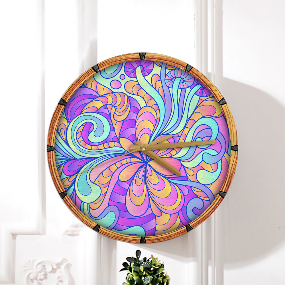 Hippie Psychedelic Flower Wall Clock_2_1