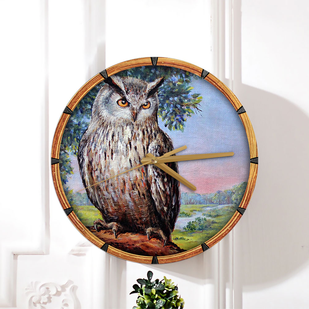 Landscape With Owl Wall Clock_2_1
