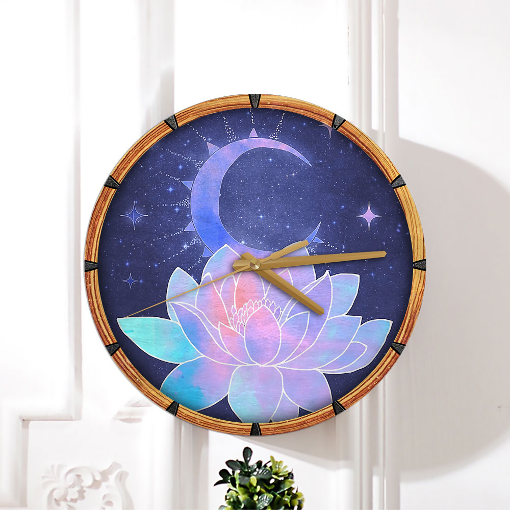 Moon And Lotus Wall Clock_2_1