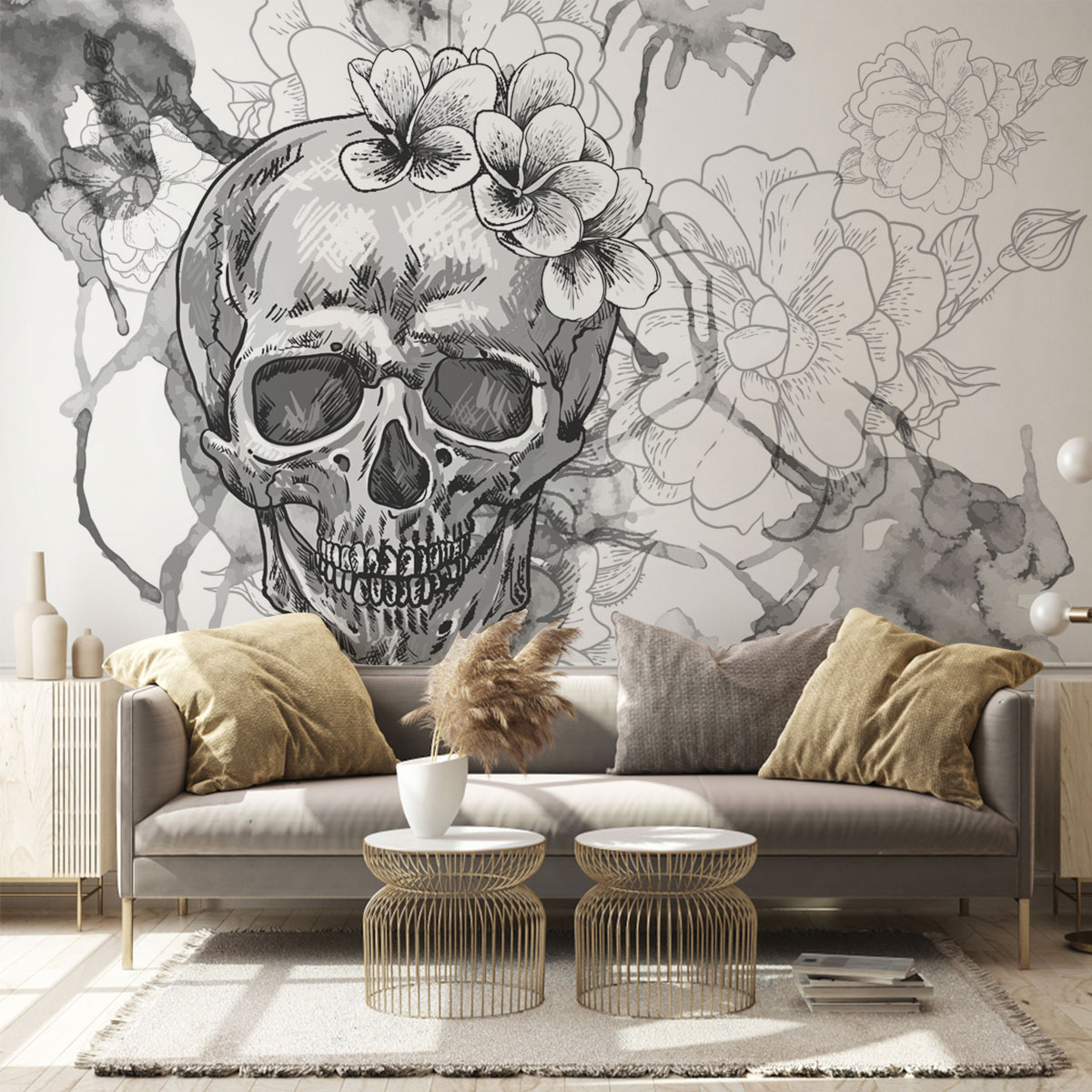 Forever Flower Skull Wall Mural_2_1